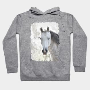 White dream horse - portrait Hoodie